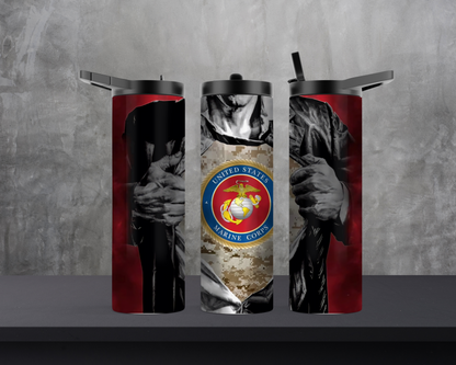 20oz Skinny Tumbler - Marines Superhero style