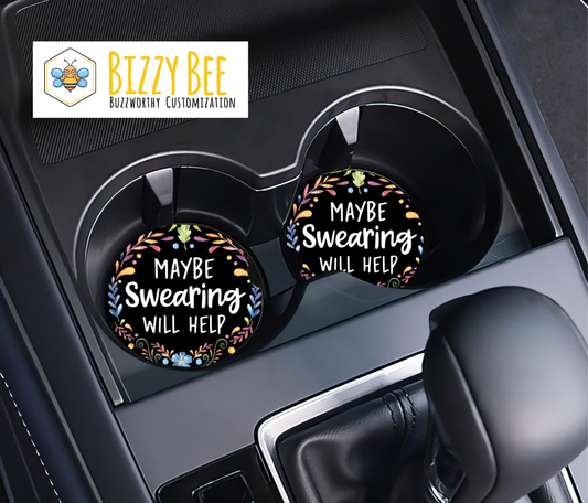 Car Coasters - 2pk - Maybe Swearing will help