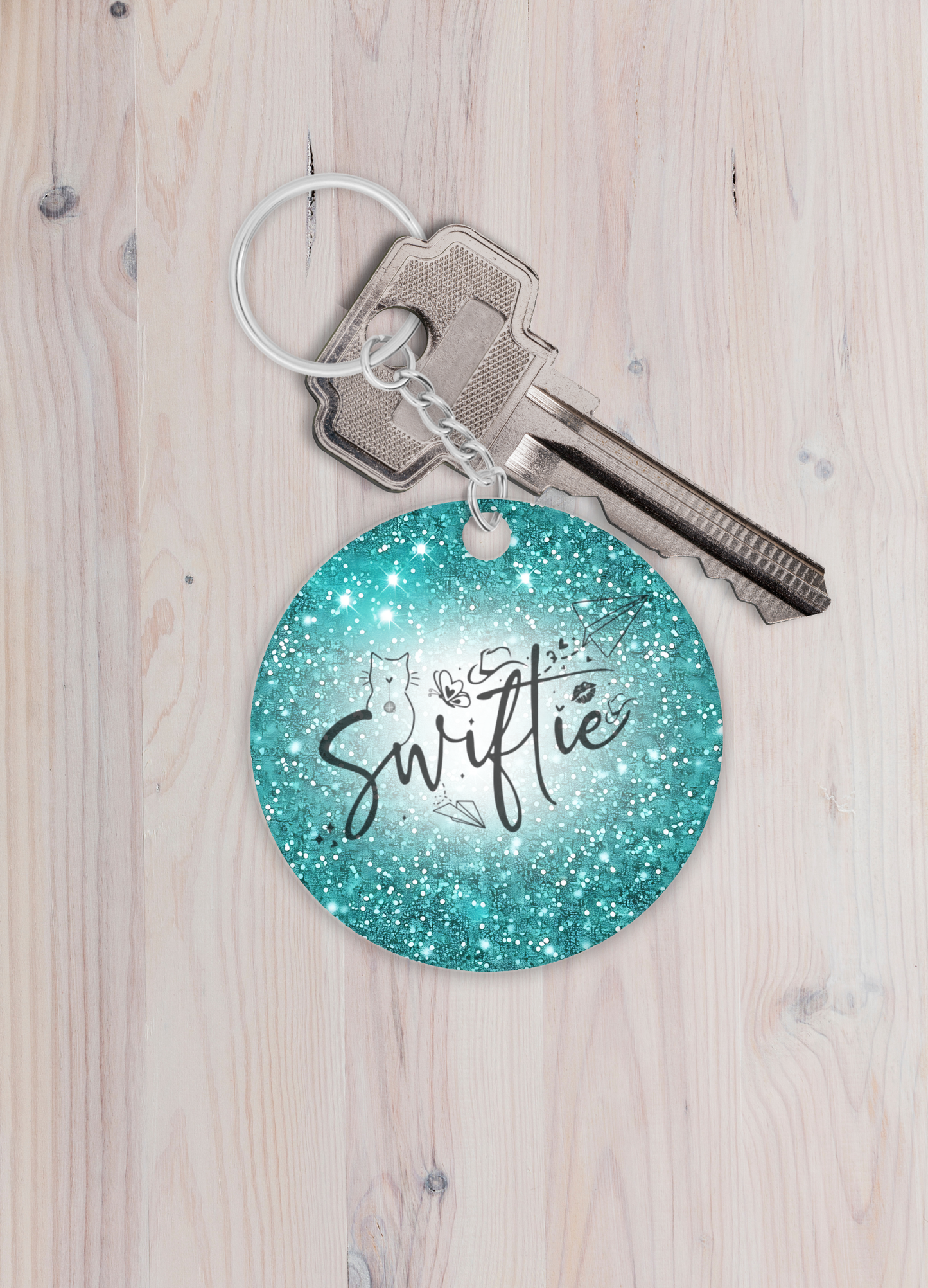 Keychains - Swiftie with drawings turquoise