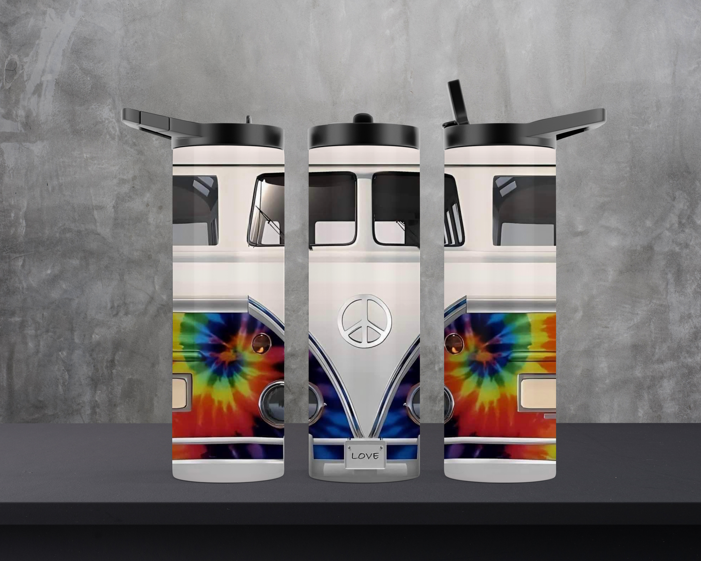 20oz Duo Skinny Tumbler - Tye Dye VW Van - relive the 70's while sporting this cute tumbler!