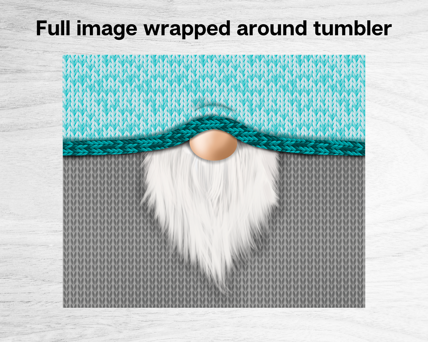 20oz Skinny Tumbler - Gnome with Turquoise knit hat