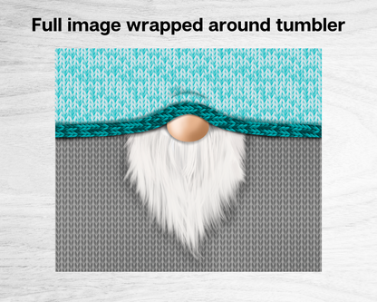 20oz Skinny Tumbler - Gnome with Turquoise knit hat