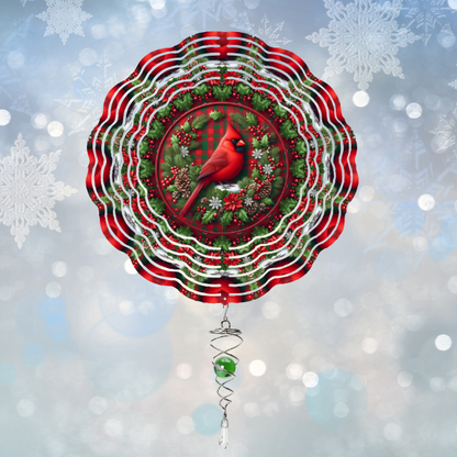 Wind Spinner - Cardinal with Holly and Pine