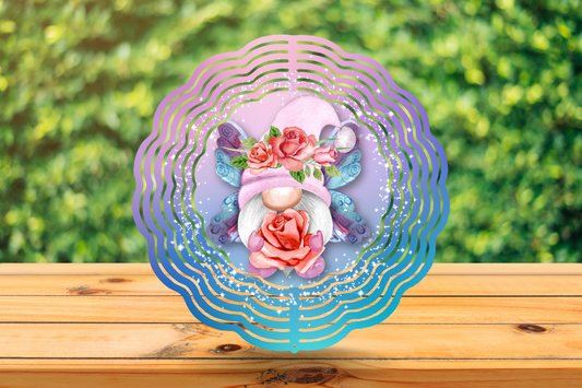 Wind Spinner - Fairy Gnome Blue and Purple