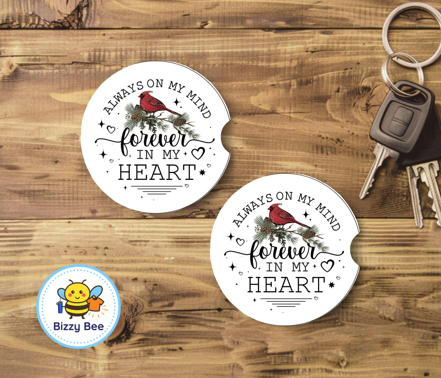 Car Coasters - 2pk - Cardinal - Forever