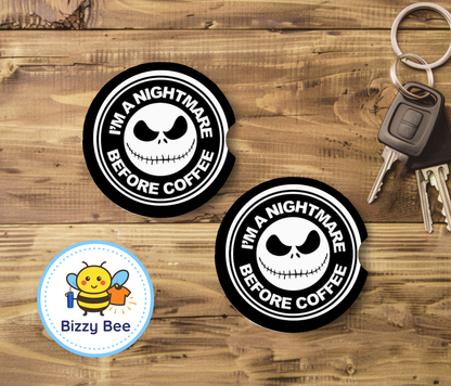 Car Coasters - 2pk - Nightmare B4 Coffee