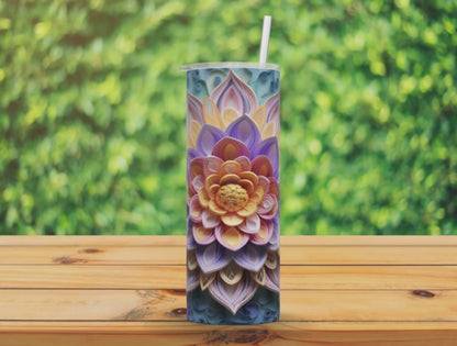 20oz Skinny Tumbler - 3d Lotus Flower