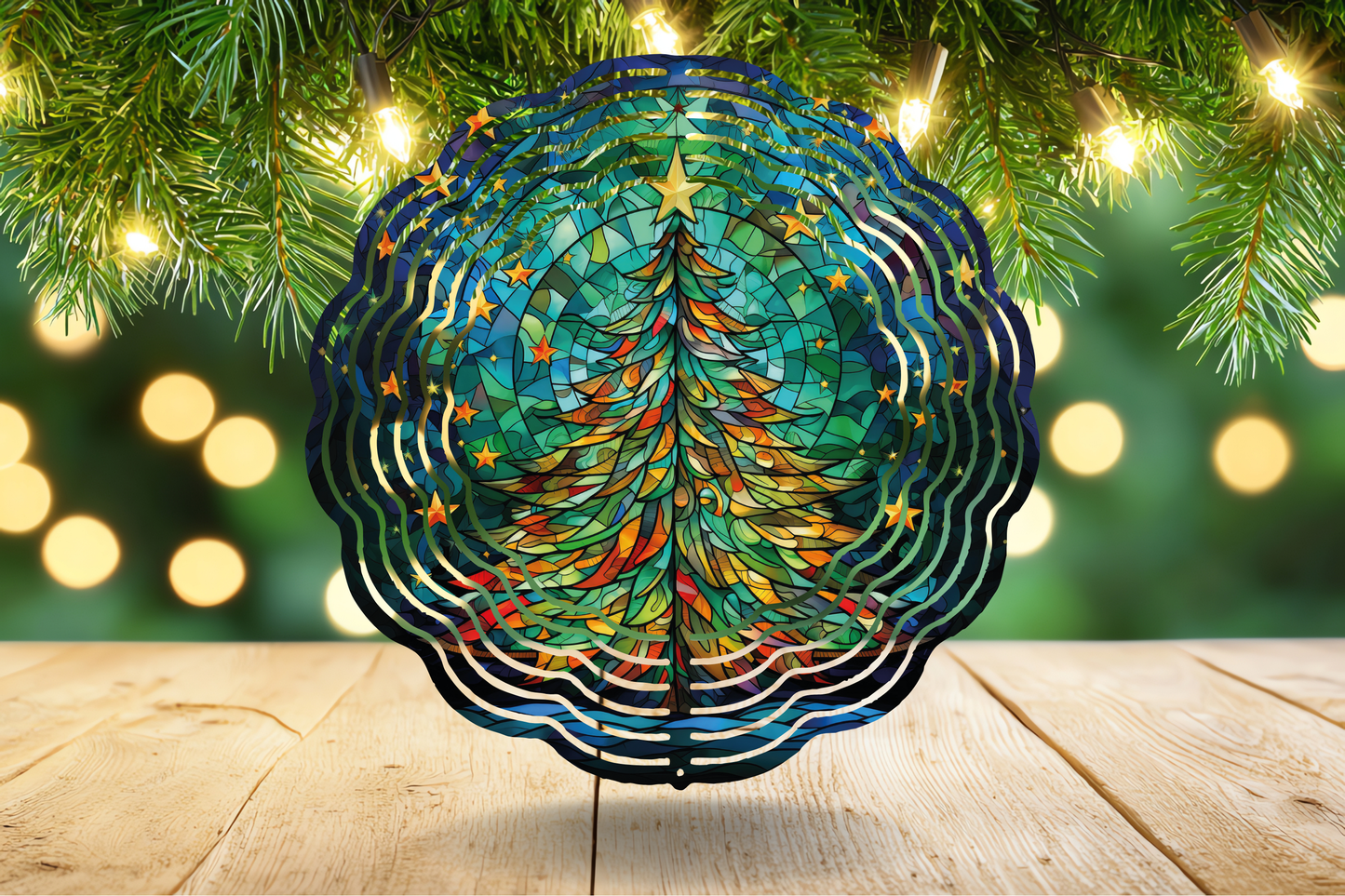 Wind Spinner - Stained Glass Christmas Tree