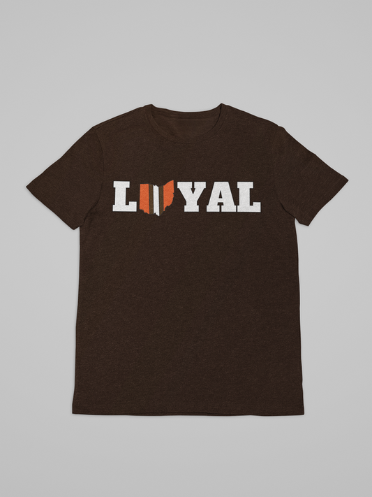 SS T-shirt - LOYAL (white text) w/Ohio in Browns colors